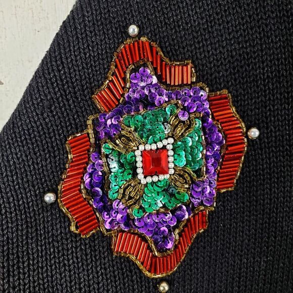 Vintage Victoria Jones Bead Embellished Sweater Black Size Large - Picture 6 of 12